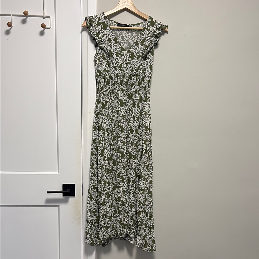 Angeleye Olive Floral Maxi Dress